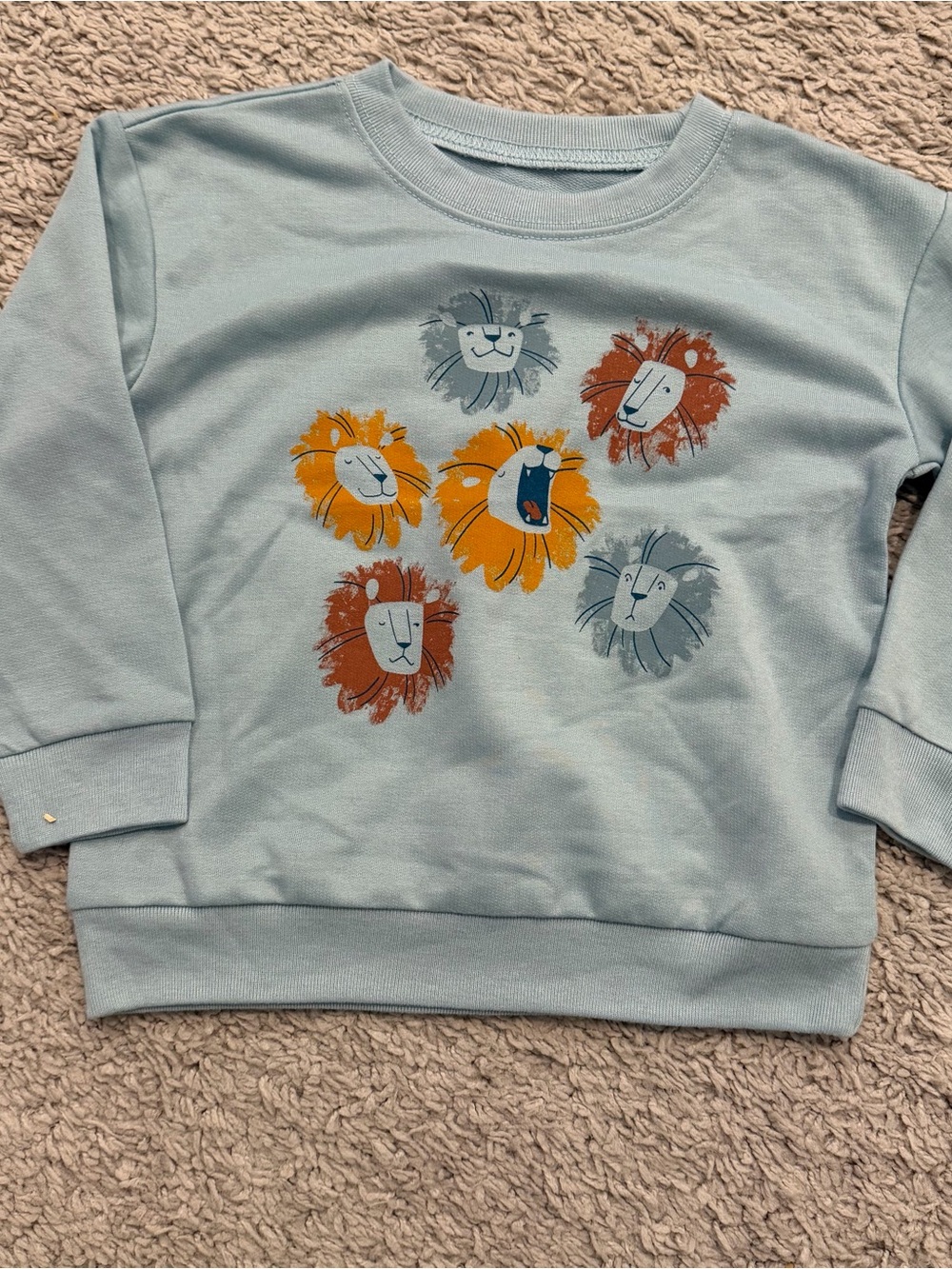 Carter's Light Blue Sweatshirt with Colorful Lion Faces